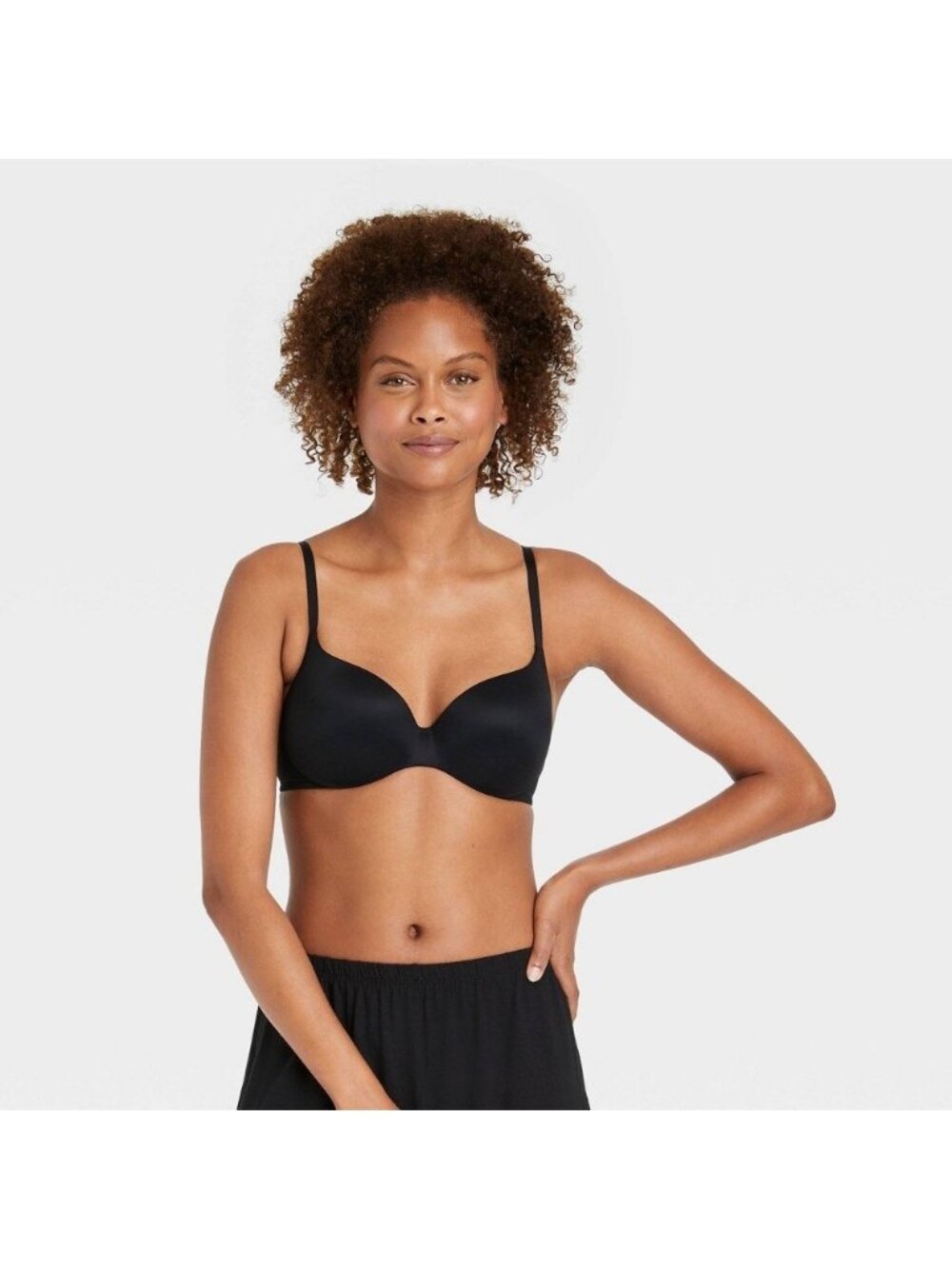 Auden Essential Comfort Demi Bra Embedded Wire Black 34A T-Shirt